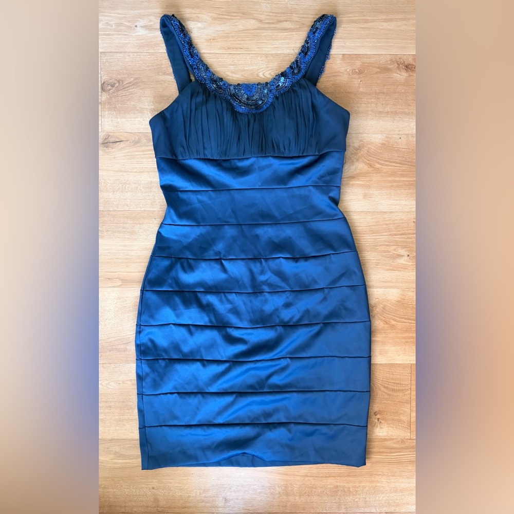 JS Boutique Royal Blue Strapless Pleated Bandage Dress